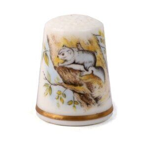 Vintage Royal Worcester Thimble Bone China Squirrel Animal Collection Retro 70s